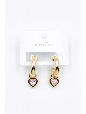 Kalp Halka Küpe - Pembe