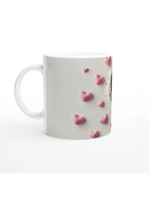 Kalp İçinde Kirpi Ailesi Temalı Baskılı Kupa Bardak