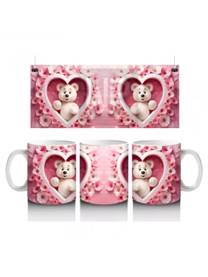 Kalp İçinde Oturan Ayıcık Çifti – Baskılı Kahve Kupası