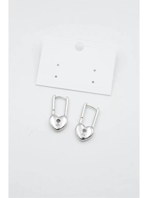 Kalp Kilit Küpe - Gümüş