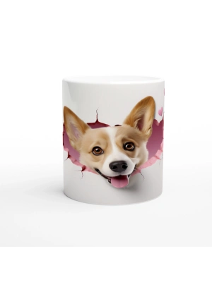 Kalp Kırığından Bakan Corgi Temalı Baskılı Kupa Bardak