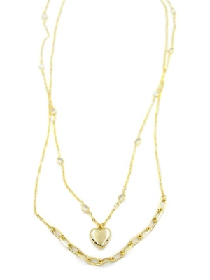 Kalp Kolye - 90cm - Altın