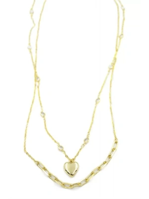 Kalp Kolye - 90cm - Altın