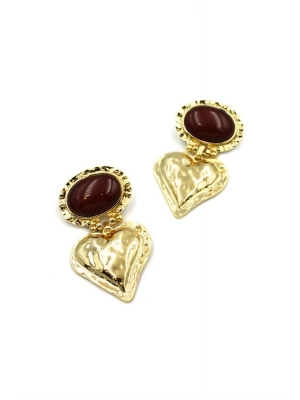 Kalp Küpe - Kahverengi