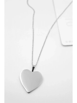 Kalp Plaka Kolye - Gümüş