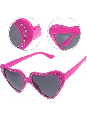 Kalp Şekilli Taşlı Parti Gözlüğü Pembe Renk 6x16 Cm
