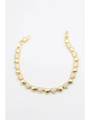 Kalp Taşlı Vip Bileklik - Altın