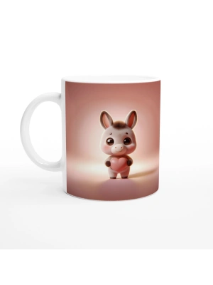 Kalp Tutan Sevimli Oyuncak Eşek Temalı Baskılı Kupa Bardak