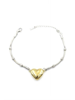 Kalp Zincir Bileklik - Altın