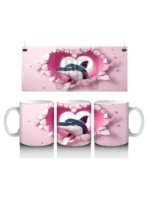 Kalpli Arka Planda Yunus Figürü – Baskılı Kahve Kupası