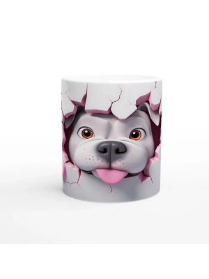 Kalpli Çatlak Arasından Bakan Bulldog Temalı Baskılı Kupa Bardak