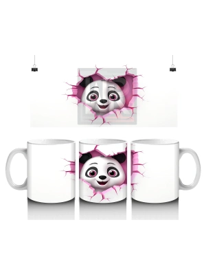 Kalpli Çatlakta Bakan Sevimli Panda – Baskılı Kahve Kupası