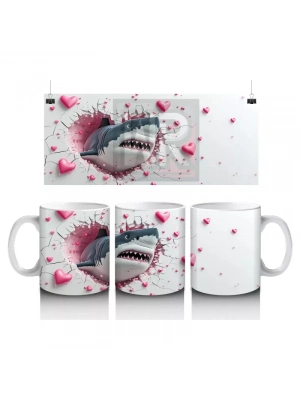 Kalpli Çatlakta Uzatan Köpek Balığı – Baskılı Kahve Kupası