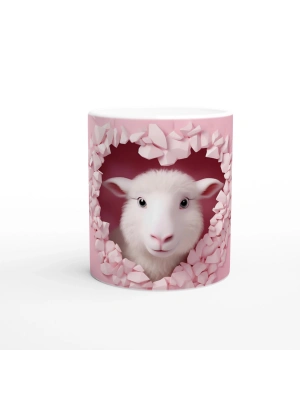 Kalpli Çatlaktan Bakan Sevimli Kuzu Temalı Baskılı Kupa Bardak