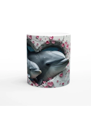 Kalpli Çatlaktan Bakan Yunuslar Temalı Baskılı Kupa Bardak