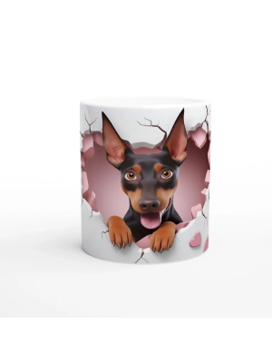 Kalpli Duvarı Delen Neşeli Doberman Temalı Baskılı Kupa Bardak