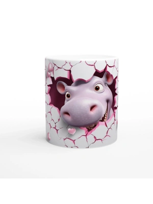 Kalpli Duvarı Delen Sevimli Su Aygırı Temalı Baskılı Kupa Bardak