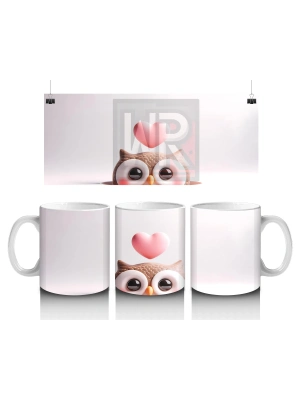 Kalpli Gözlerle Bakan Sevimli Baykuş – Baskılı Kahve Kupası