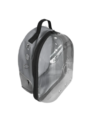 Kalpli Patili Astronot Şeffaf Taşıma Sırt Çantası Gri 24x32x42 cm