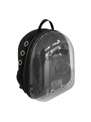 Kalpli Patili Astronot Şeffaf Taşıma Sırt Çantası Siyah 24x32x42 cm