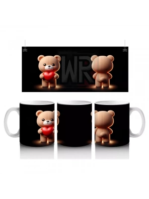 Kalpli Peluş Ayıcık Figürü – Baskılı Kahve Kupası