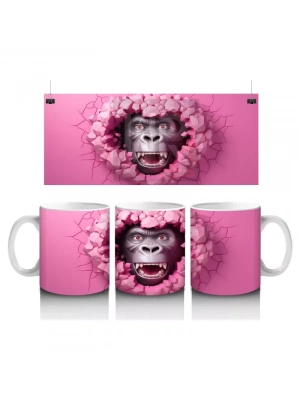 Kalpli Pembe Çatlağı Yırtan Komik Gorilla – Baskılı Kahve Kupası