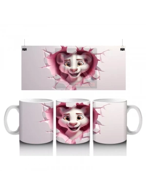 Kalpli Pembe Çatlak Duvar Arasında Aşk Teması – Baskılı Kahve Kupası