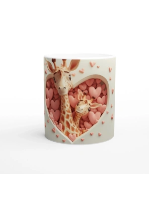 Kalpli Pencereden Bakan Zürafa Anne ve Yavrusu Temalı Baskılı Kupa Bardak