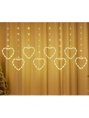 Kalpli Perde Led Işıklar, Sevgililer Günü Romantik Led Aydınlatma