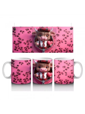 Kalpli Şapkalı Tatlı Buzağı Karakteri – Baskılı Kahve Kupası