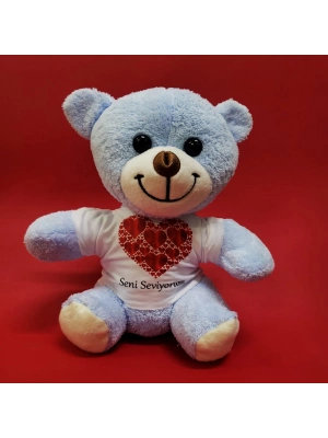 Kalpli Seni Seviyorum Yazılı Tişörtlü Peluş Ayıcık