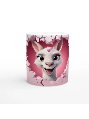 Kalpli Taçlı Neşeli Lama Temalı Baskılı Kupa Bardak