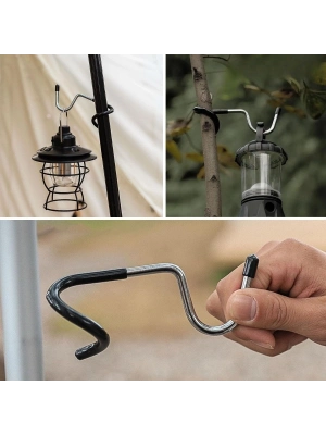 ®  Kamp İçin Çok Fonksiyonlu S-Şekilli Direk Askısı Kaymaz Paslanmaz Çelik Eşya Asma Kancası