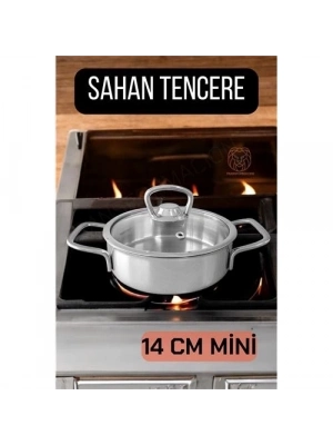 Kapaklı Sahan Tencere 14 cm Mini Paslanmaz Çelik