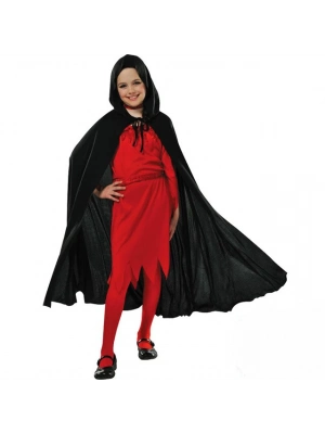 Kapşonlu Siyah Pelerin - Şapkalı Pelerin 90 cm