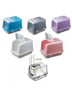 Karamel Pet Ekstra Büyük Kapalı Kedi Tuvaleti Karbon Filtreli XXL 65 cm