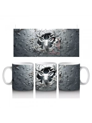 Karanlık Çatlakta Geyik Kafası Silueti – Baskılı Kahve Kupası