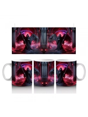 Karanlık Ormanda Kırmızı Işıklarla Aydınlatılmış Vampir Figürlü Cadılar Bayramı Baskılı Kupa Bardak