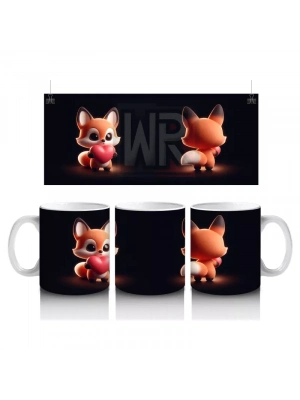 Karanlık Zeminde Sevimli Tilki Çifti – Baskılı Kupa Bardak