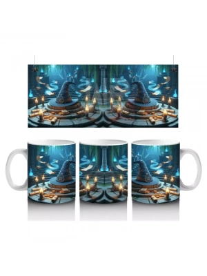 Karanlıkta Cadılar ve Sihirli Alevlerle Gotik Cadılar Bayramı Baskılı Kupa Bardak