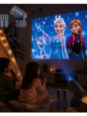 Karaoke Mikrofonlu Akıllı Projeksiyon Cihazı WiFi Bluetooth Destekli