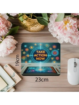 Karar Anı Tasarımı – Take Action Now Mousepad - 19x23 cm 2 mm Dikdörtgen İthal Baskılı Mouse Pad
