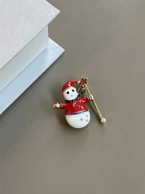 Kardan Adam Broş - Kırmızı