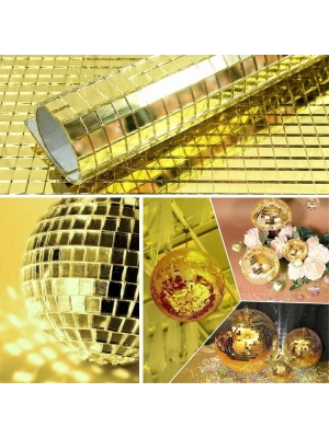 ®  Kare Gold Cam Mozaik Fayans Çıkartmaları El İşi Kare Cam Fayans Kendinden Yapışkanlı Aynalı Dekor Panel 30x30 Cm