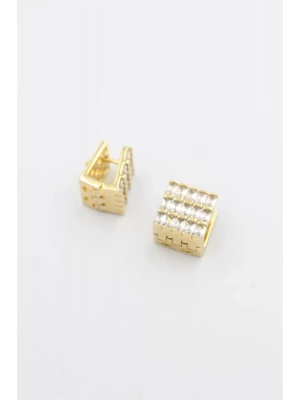 Kare Taşlı Küpe - Altın