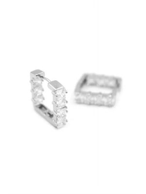 Kare Taşlı Küpe - Gümüş