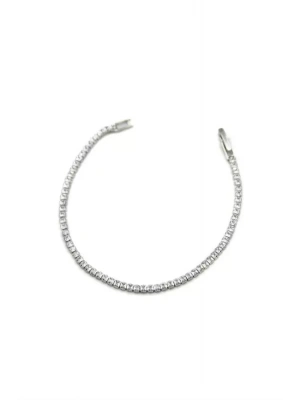 Kare Taşlı Su yolu Bileklik - Gümüş