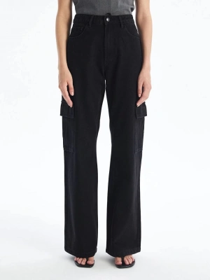 Kargo cep jeans pantolon siyah