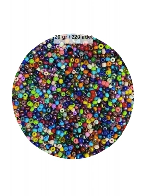 Karışık Renk 4 mm Yaklaşık 220 adet/20 gram Cam Boncuk Oya Yazma Bileklik ve Kolye