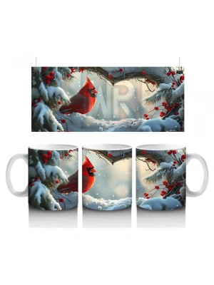 Karlı Dallarda Kırmızı Kardinal Kuşu – Baskılı Kupa Bardak